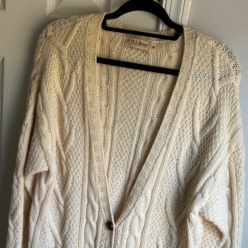 LL bean cable knit vintage cardigan